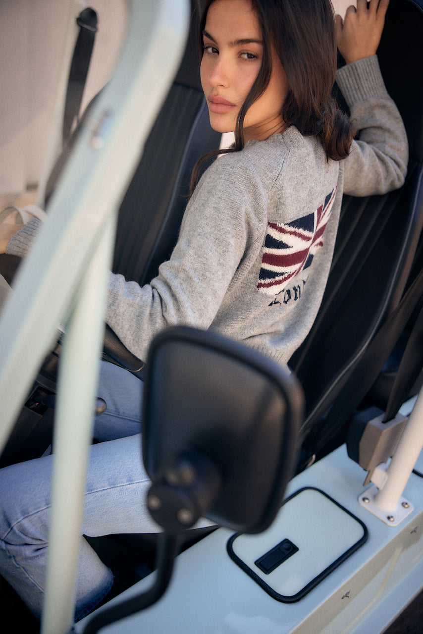 City-Pullover – London Intarsia Grau