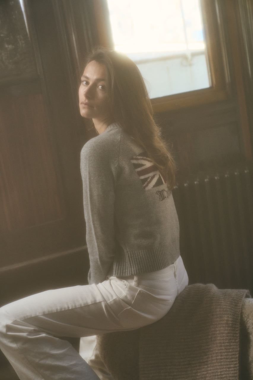 City-Pullover – London Intarsia Grau